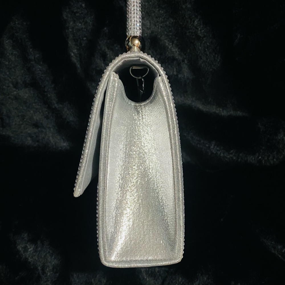 Rhinestone Covered Silver Bag Purse - Picture 8 of 15